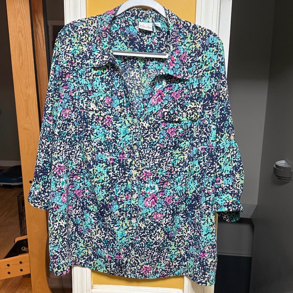 Kim Rogers Multicolor Abstract Blouse